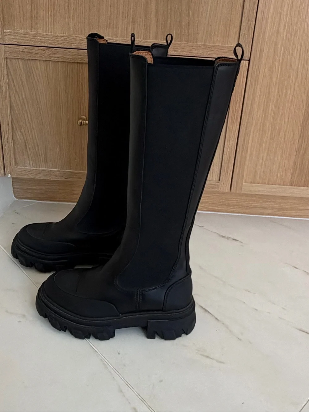 GANNI Cleated Knee-High Chelsea Boots (ONLY WORN ONCE - LIKE NEW!)